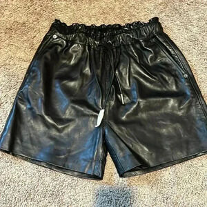 NWT Lita By Ciara Revolve 100% Lamb Leather Drawstring Shorts